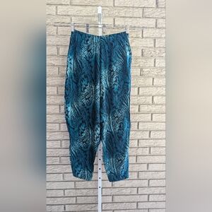 Vintage Compagnie Internationale Express Black Teal Harem Pants Medium GUC